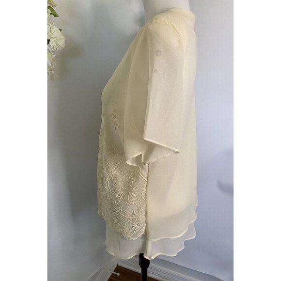 Vintage Top Choice Fashion Beaded Embellished Ivory Blouse Tag Sz XXL Fits L USA - Picture 4 of 16